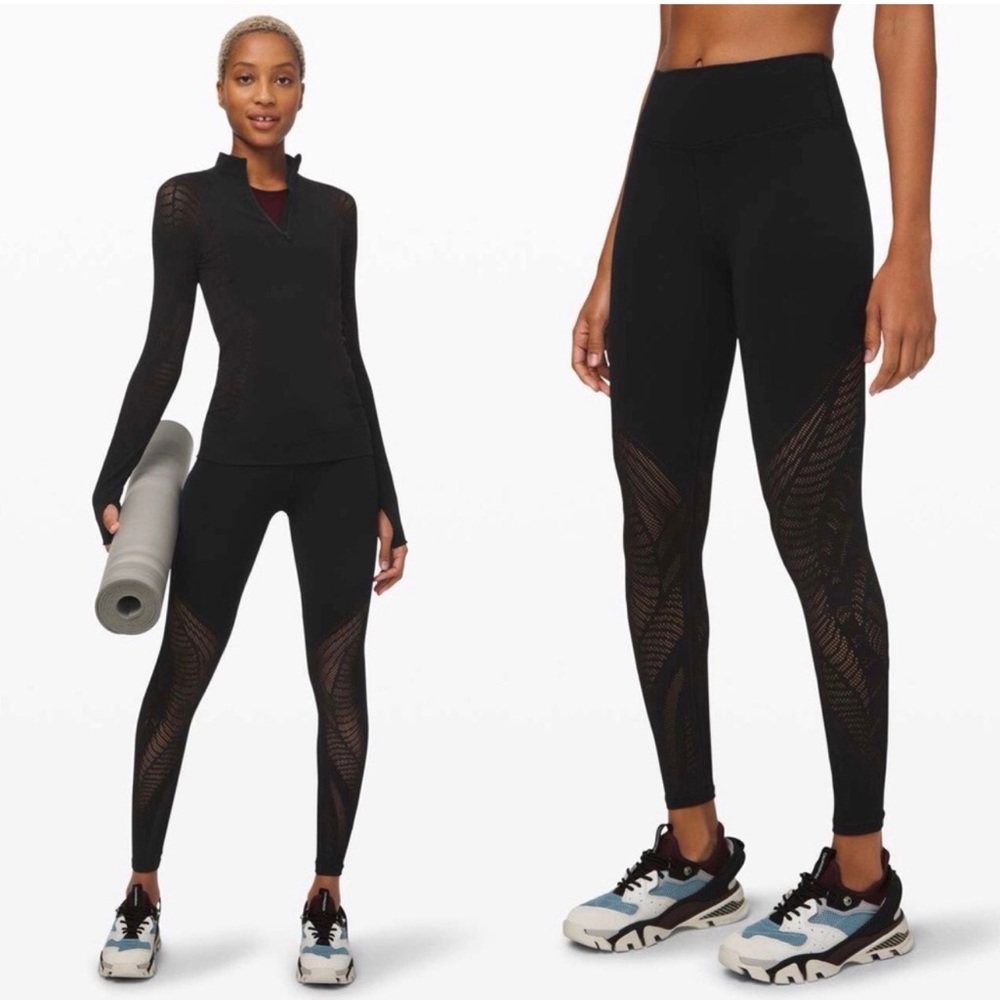 Lululemon High Rise Waist Seamless Reveal Tight Black Size 6